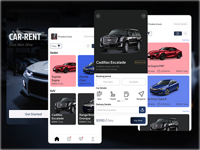 Car-Rental App booking booking app car rental dailyui design mobile rent rental rental company transport ui ux