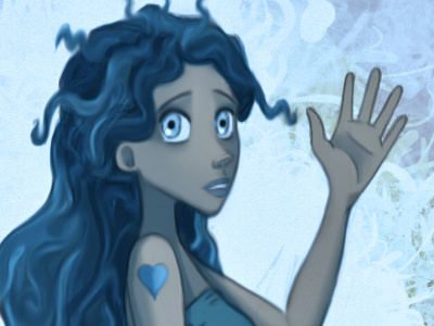 Waving. blue character character design comics concept drawing fantasy girl illustration sketch