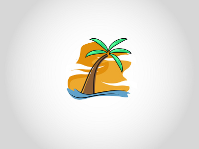 Hawaiii beach blue coconut color colors design green hawai hawaii illustration logo orange sunset vector view