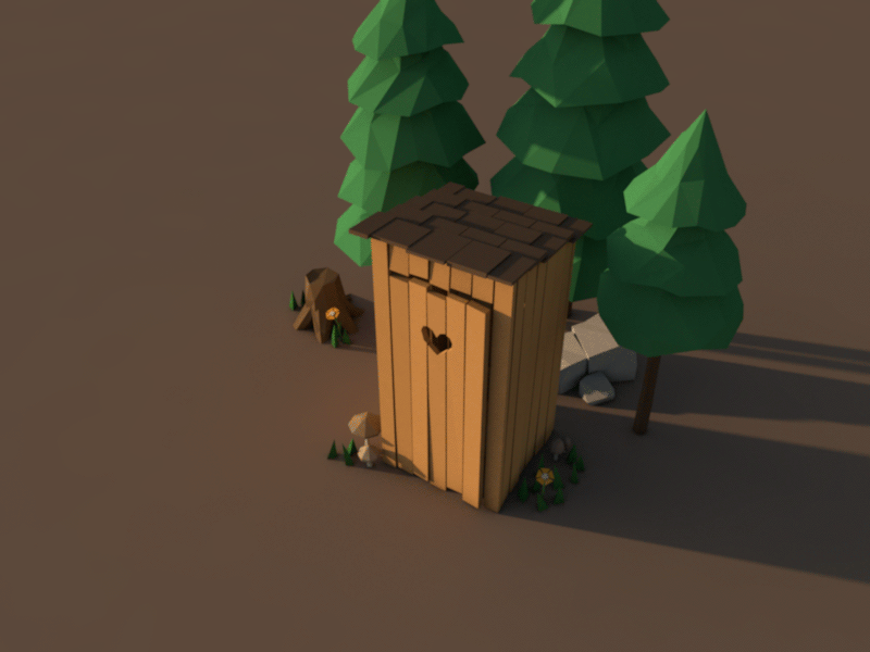 Outhouse 3d animation c4d cinema 4d debut low poly lowpoly motion