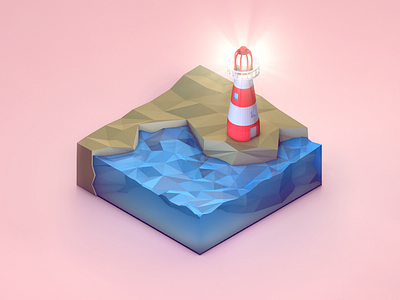 Low Poly Lighthouse Cube