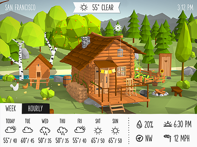 Introducing Weatherland 3d app cabin ipad iphone low poly lowpoly nature ui weather