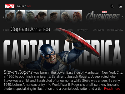 Marvel Web Ui Captan America