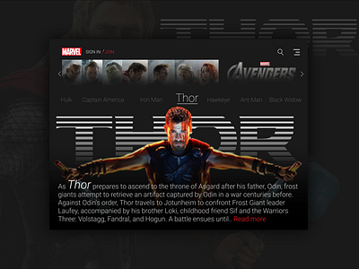 marvel web UI Thor 02