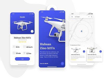 Quadrocopter app UI Concept blue mobile app quadrocopter