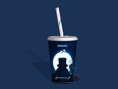 Sherlock Coffee Cup adobe illustrator adobe photoshop branding design instagram post packaging packaging design vector vector illustration