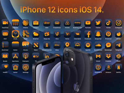 iPhone 12 icons iOS 14 — Gradient Orange icon gradient icon ideas icon orange iconset illustrator