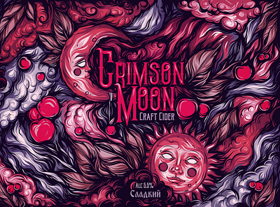 Crimson Moon cider illustration artwork branding design illustration packaging packaging design