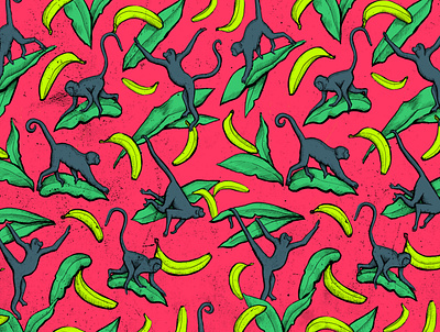Cheeky monkeys colorful colourful design fabric design illustration illustrator monkeys pattern pattern art pattern design wallpaper wallpaper design