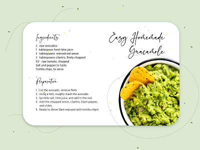 Easy Homemade Guacamole Recipe Card 🥑 avocado guacamole recipe card