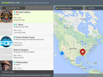 Instant Lancer - Geolocated Freelancer Directory freelance geolocation web app