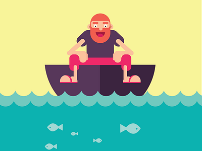 Boat Man boat draw fish fishing gif happy illistration man reillustration sea water