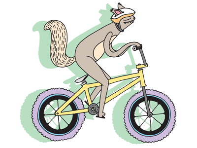 RIDIN' biking bmx drawing illustration print squirrel