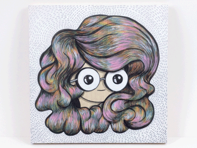 Lili Lablanc acrylic paint colored pencil drawing glasses hair illustration ink painting rachel auriemma wack wood