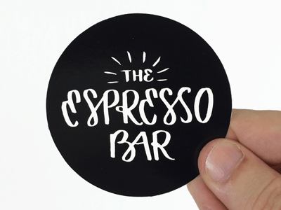 The Espresso Bar coffee espresso hand drawn screen print screen printed sticker typography