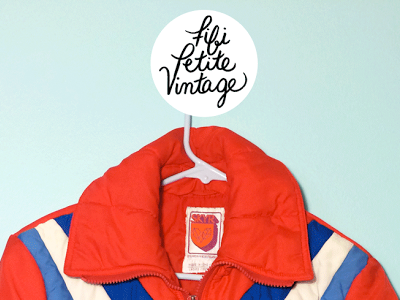 Fifi Petite Vintage clothing etsy hand drawn jacket logo red stripes typography vintage