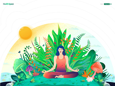 Meditation Illustration design digital art home page illustration illustration ui vector website yoga illustration