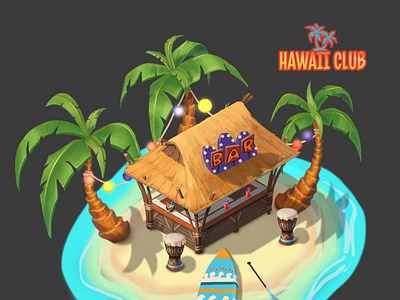 Hawaii Club bar design environment game art island isometric paradise props sweem