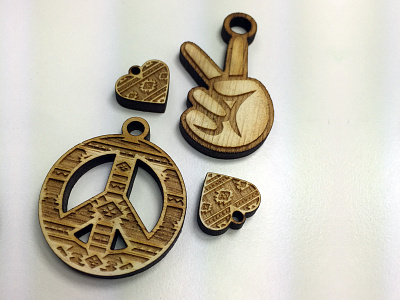 LASER CUTS heart icons laser laser cut laserengraving laseretching logos love peace samples wood