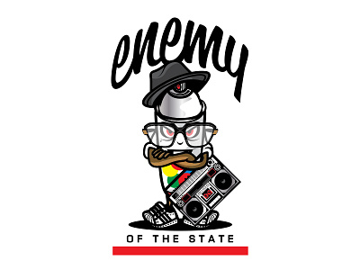 Enemy Of The State actionsports apparel character hiphop lettering logo popculture prints rundmc spraycan type