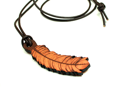 Feather Leather Necklace feather icons laser laser cut laserengraving laseretching leather logos necklace