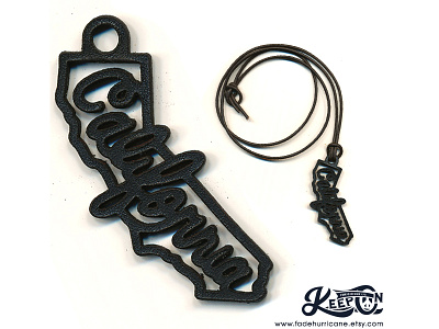 Black California Leather Necklace .icons cali laser laser engraving laseretching leather