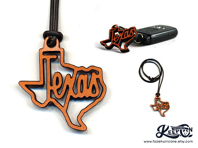 Texas Leather Necklace/Keychain icons laser laser engraving laseretching leather logo texas