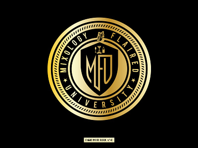 Mixology Flaired University. badge icon letters logo type