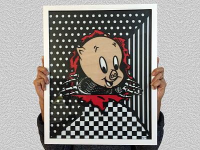 Porky the Ripper art laser etching lasercut painting