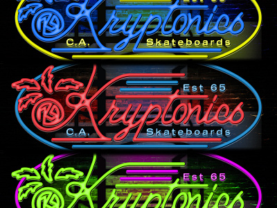 Kryptonics Neon badge branding icon lettering logo type