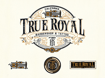 True Royal badge branding identity illustration logo tattoo type typography vector
