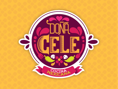 Doña Cele brand color food logo metzican mexican