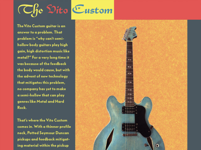 The Vito Custom book design futurefonts graphic design guitar rock type typography
