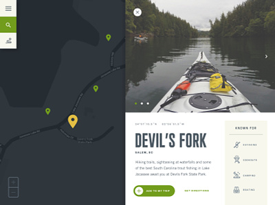 Location Preview camping exploring itinerary jocassee kayak lake map outdoors scheduler splitscreen ui