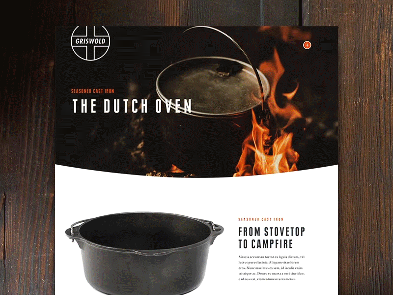 Griswold Product Page cast iron commerce cooking homepage landing ui ux