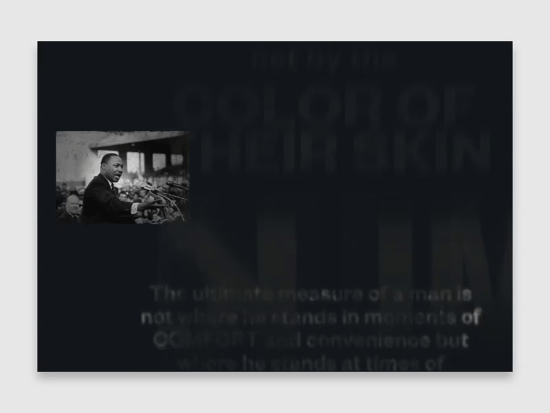 MLK Intro after effects animation landing page martin luther king mlk mlk50 motion web design