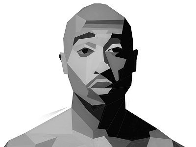 Tupac 2pac california color blocking geometric geometry grayscale illustration lowpoly portrait rap tupac