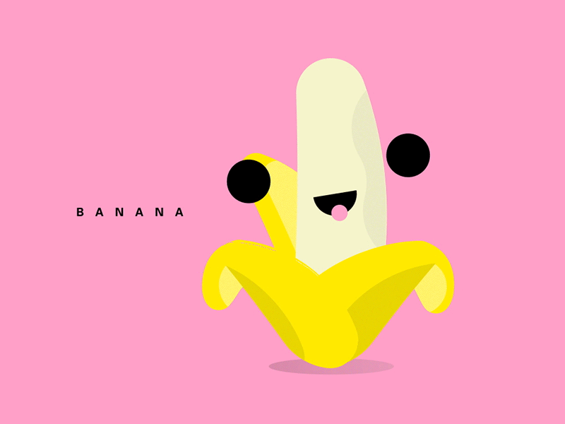 I am | Banana animation banana cartoon fruit happy motion peel wink