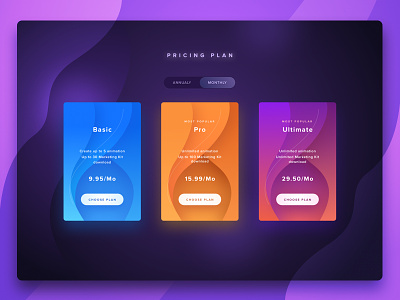 Pricing Plan Exploration 3 column awesome ui dashboard gradient landing page modern price pricing