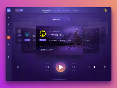 Radio and Multimedia Player Djaman Now dashboard landingpage modern multimedia player purple radio tablet