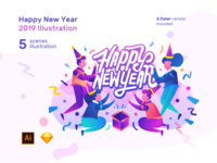 New Year 2019 Ilustration Pack