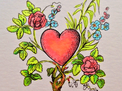 The Heart - Animated animated color floral heart illustration lenormand line love process