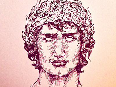 Bacchus bacchus illustration ink line mythology portrait sketches