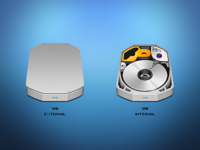 Vekron HDDs apple design external icon icons internal mac metal pixel set silver