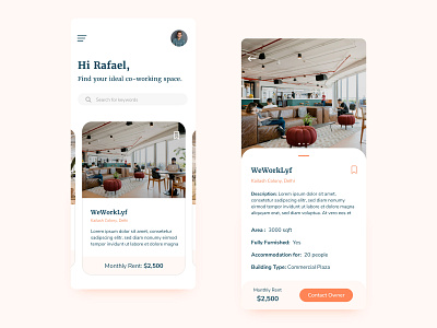 Co-Working Space App Concept app appui appuidesign co working co working space design flat flat design interface interface design interfacedesign minimal mobile app mobile app design mobile design mobile ui simple ui ui design visual design
