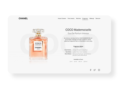Chanel Coco Mademoiselle design elegant flat flatdesign luxury minimal product page ui web website