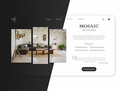 Mosaic Interiors branding design elegant flat flat design logo minimal simple ui web webdesign website website concept website design