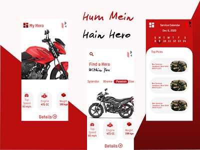 Revamped Hero Motocorp App's Interface app appdesign brand identity branding design minimal motorbike ui