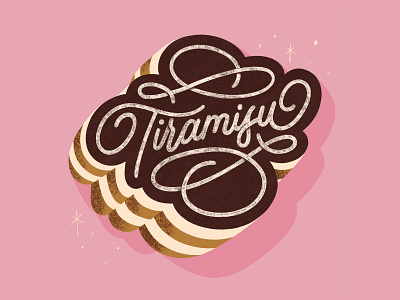 Tiramisu design dessert illustration lettering procreate typography