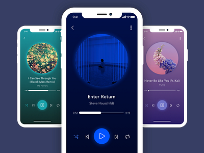 Simple Music App colorful design gradient interface interface design ios mobile mobile app mobile app design modern music music app music player player sketch ui ux